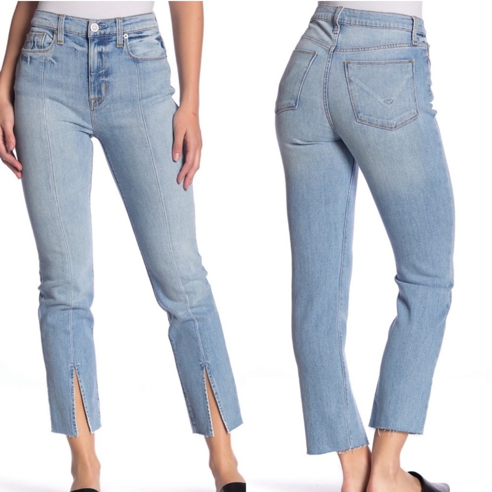 NWT Hudson High Rise Zoey Jeans Blue Ankle Cropped with Front Slits Size 29